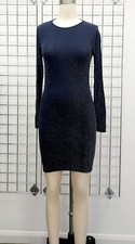 New Womens Ladies Party Mini dress Lurex stretch fabric Size M(10/12) Navy blue 