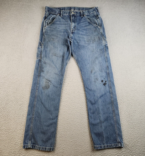 Levis Carpenter Blue Jeans Size 32x34 NATURAL DISTRESSED WORKWEAR Garage Denim