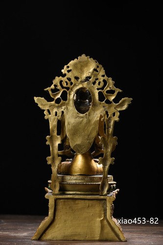 13.6" old China antique copper Color painting Wu longevity Buddha statue - 第 7/9 張圖片