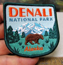 Denali National Park Alaska with Grizzly Bear Embroidered Alaska iron on Patch