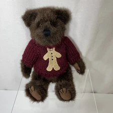 Boyds Bears Ginger Snap Dark Brown Fur Fully Jointed Sweater 9” Tall Preowned