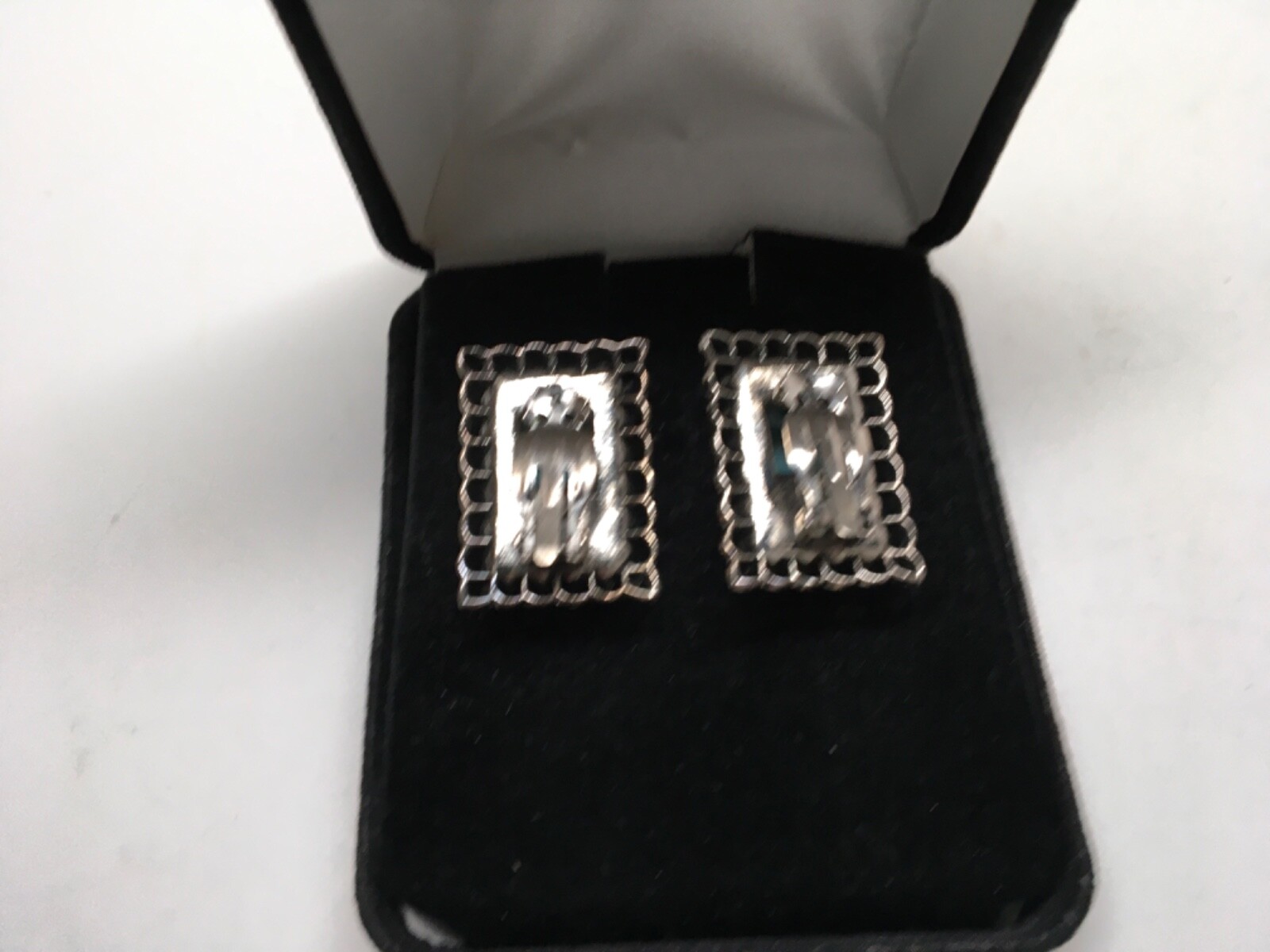 VTG CHUNKY RECTANGULAR SHAPE SILVER TONE SCROLLWO… - image 4