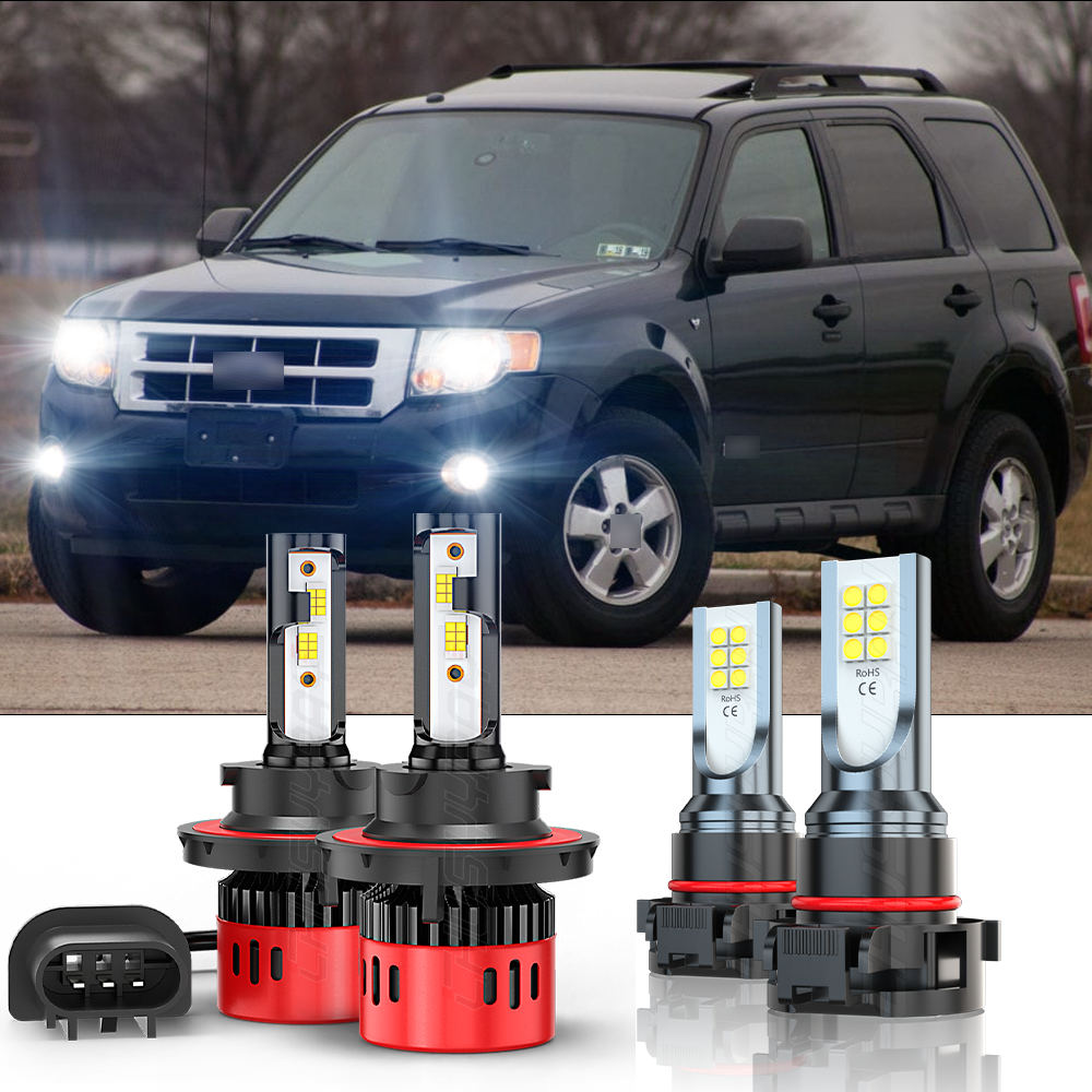 For Ford Escape 2008-2012 Combo Pack 4x 9008 LED Headlight+5202