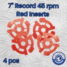 4 Red 45 rpm 7" Record Plastic Adapter Snap-In Inserts Turntable