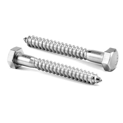 1/4'' X 2-1/2'' Hex Head Lag Screws Bolts 20Pcs 18-8, Partial Thread Hexagon Head 