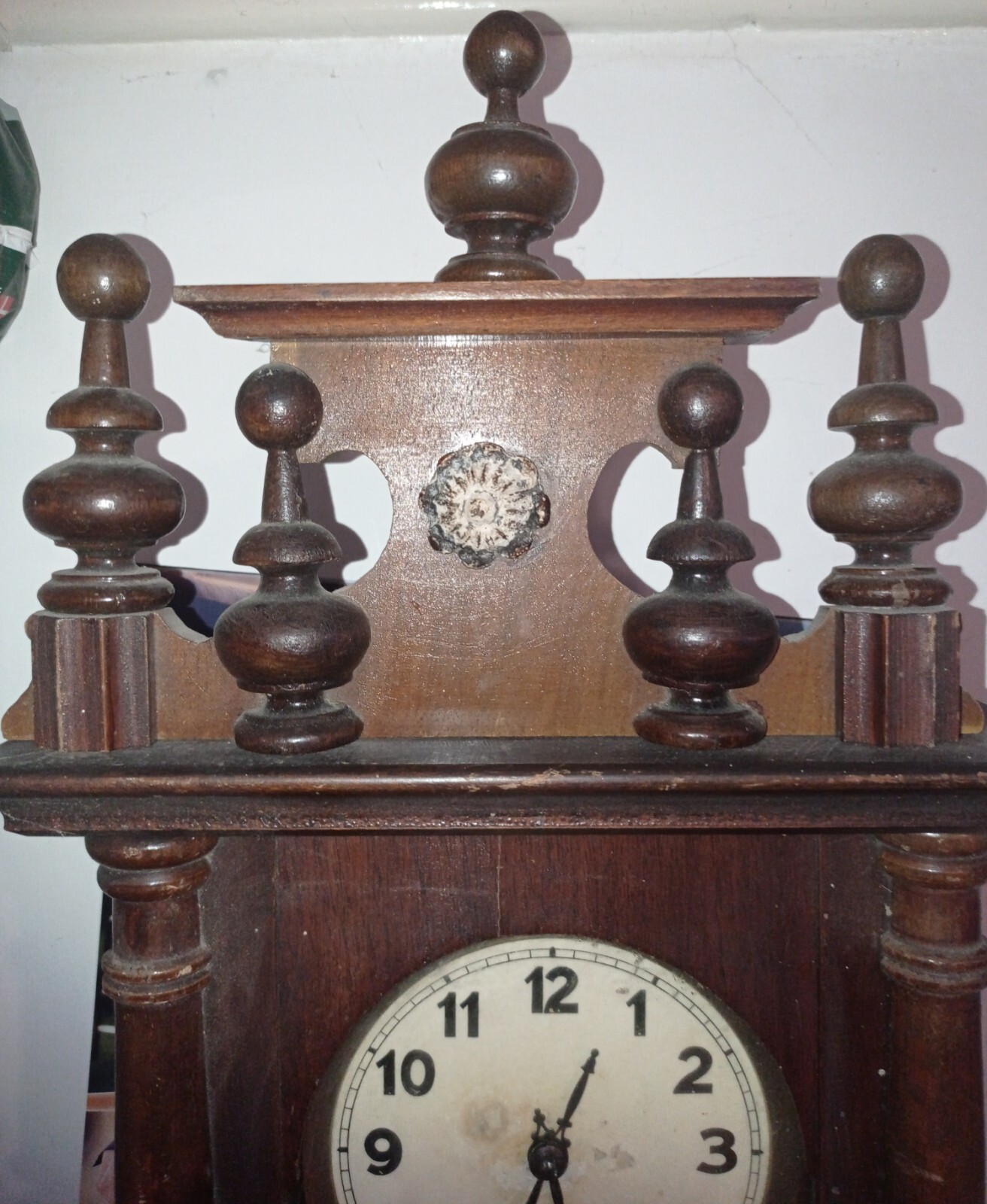 Small Vintage Wall Clock Mechanical With Key & Pendulum eBay