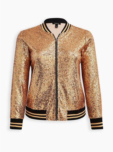 Torrid Gold Bomber Jacket Sequin NWT New 2X - Afbeelding 1 van 4