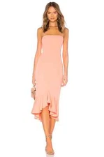 Lovers + Friends Tyler Midi Dress in Grapefruit Salmon Pink Women Size S
