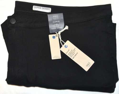 M&S 'CURVE' COLLECTION HIGH RISE SUPER SKINNY JEANS SIZE 32 REG BLACK T578610E - Picture 1 of 3