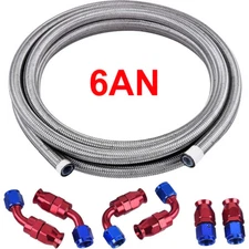 10FT AN6 PTFE 5/16" Fitting Stainless Steel Braided Oil Fuel Hose Line Kit 