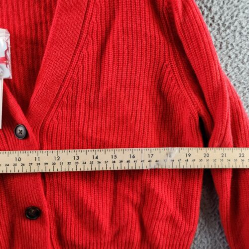 AQUA V-Neck Novelty Stitch Cardigan Womens L Red Orange Deep V-Neck Long Sleeves - Picture 8 of 13