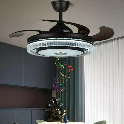 Crystal Chandelier Ceiling Bluetooth Music Fan LED 7Color Light 42" w/Remote - Picture 4 of 12