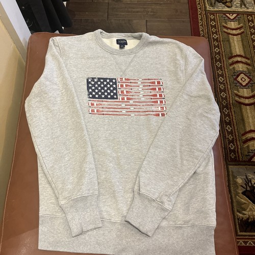 J.Crew Factory Men's Small Terry Oars Flag Graphic Sweatshirt Gray