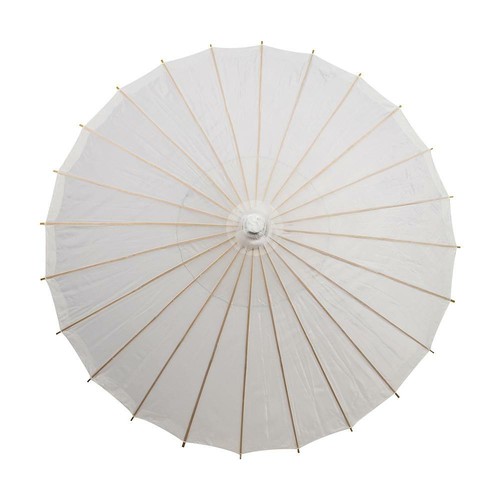 Paraguas de nailon blanco de 38" con mango elegante - Imagen 4 de 6