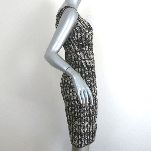 Zac Posen Dress Black/Cream Chain-Trim Brocade Size 6 Sleeveless Sheath - Picture 4 of 8