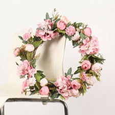 40cm 16" Artificial Rose Wreath Door Spring Summer Garden Wreath Home Decoration