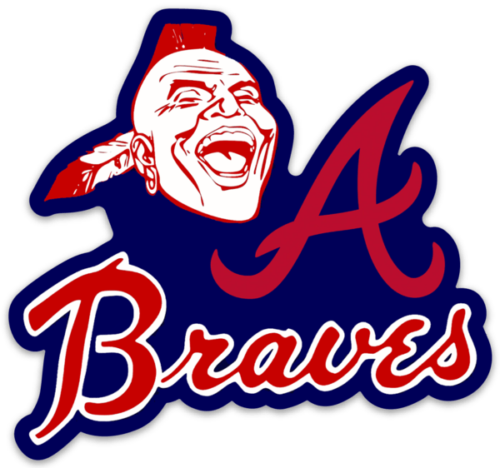 Atlanta Braves Screaming Indian with Logo Type MLB Baseball Die-Cut MAGNET - Picture 1 of 1