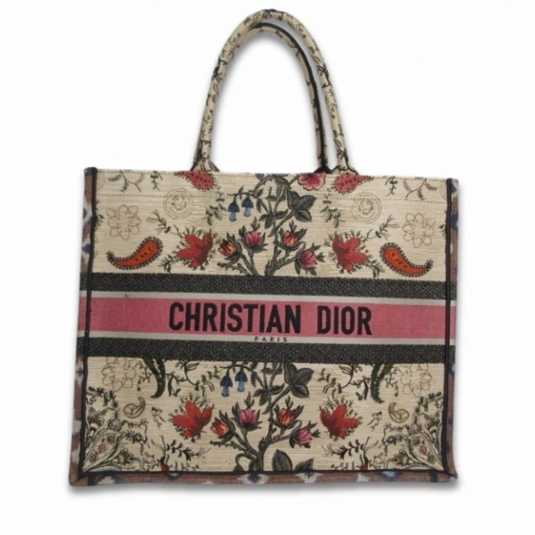 Dior Christian LIVRE FOURRE TOUT grand sac motif botanique rouge marron beige occasion fc77af