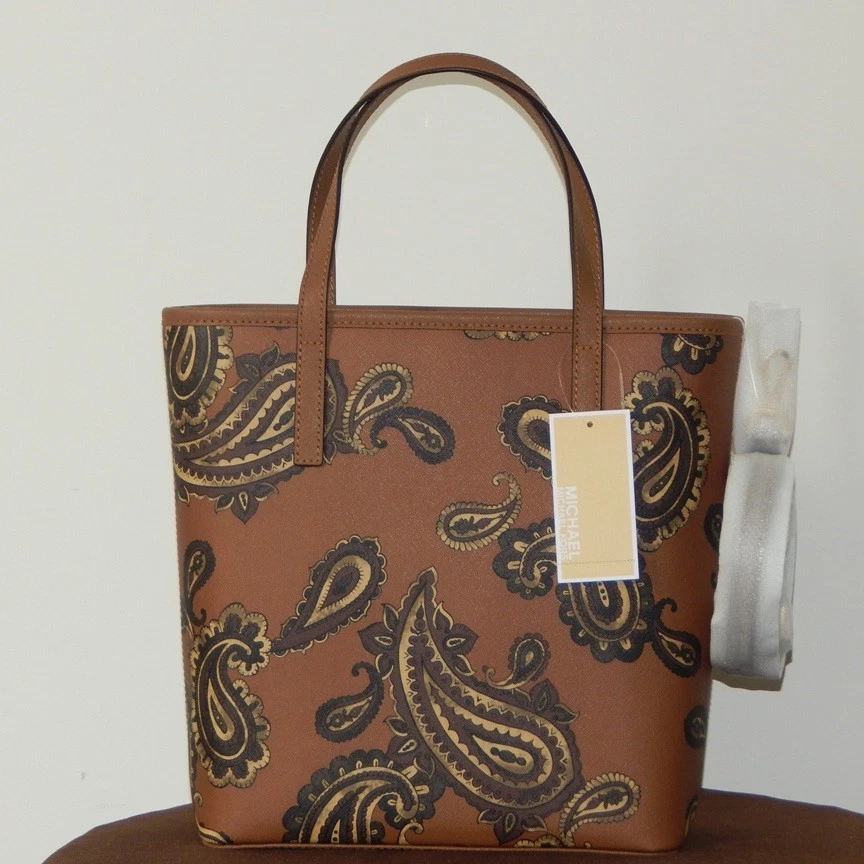 NWT Michael Kors EMRY PAISLEY Print Luggage Brown Top Zip MEDIUM Tote Bag - Image 2 of 4