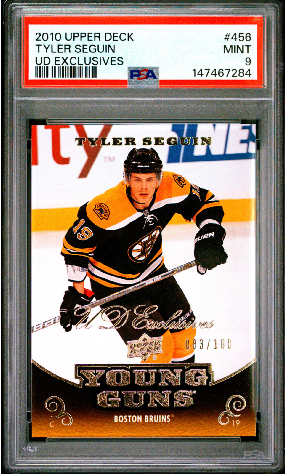 Tyler Seguin 2010 Upper Deck Series 2 UD Exclusives Young Guns /100 #456 PSA 9 view 1