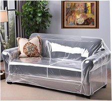 Clear Plastic Loveseat Cover - Thick Heavy Duty Vinyl 2 Seat Sofa Cover for P...