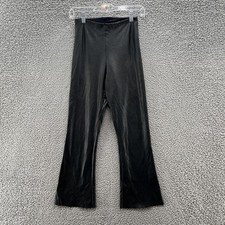 Commando Pants Womens Medium Black Faux Leather High Rise Crop Flare Pull On