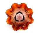 Northwood Amethyst Carnival Glass Sunflower 8 1/4" Footed Ruffled Bowl 1910-1915