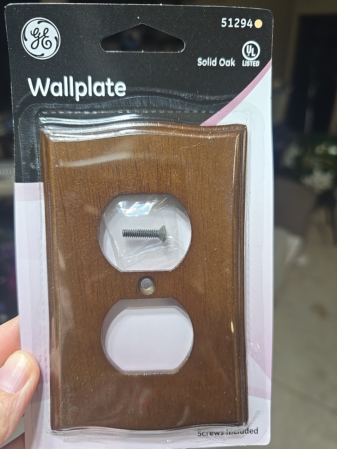 Vtg Lot of 5 GE Decorator Wall Outlet Plates  Solid Oak Dark Wood Grain