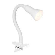 Flex Clip-On White Finish Metal Table Bedside Study Office Desk Task Lamp Light
