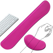 Keyboard Mouse Wrist Rest Set Ergonomic Memory Foam Cushion Rose Red Color