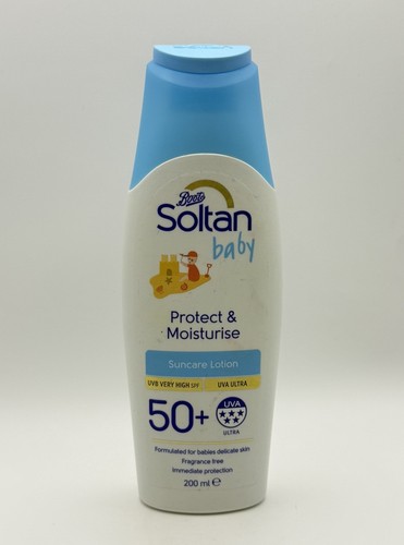 Boots Soltan Baby SPF50+ Suncare Lotion 200ml UVA 5 Star Fragrance Free