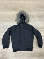 The North Face Boys Gotham Hooded Winter Parka Jacket Black Faux Fur Youth XS 6
