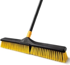 24 inch Push Broom Brush 65.3 inch Long Handle Stiff Bristles Heavy-Duty Outdoor