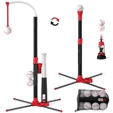 Wee Wonders 3-in-1 T Ball Set - Adjustable Height, Hanging Tee Medium, Red