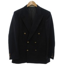 AQUASCUTUM 80s Navy Blue Wool Tailored Blazer Jacket, Vintage, Gold Accents