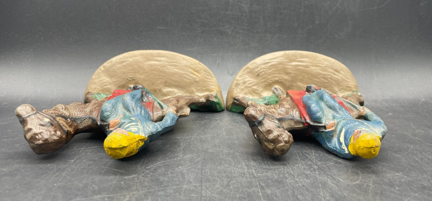 Antique CAST IRON ARABIAN MAN RIDING CAMEL BOOKENDS #418 Hubley Bedouin