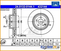 2 St. Bremsscheibe Ate 24.0132-0144.1 FüR Mercedes-Benz Cls