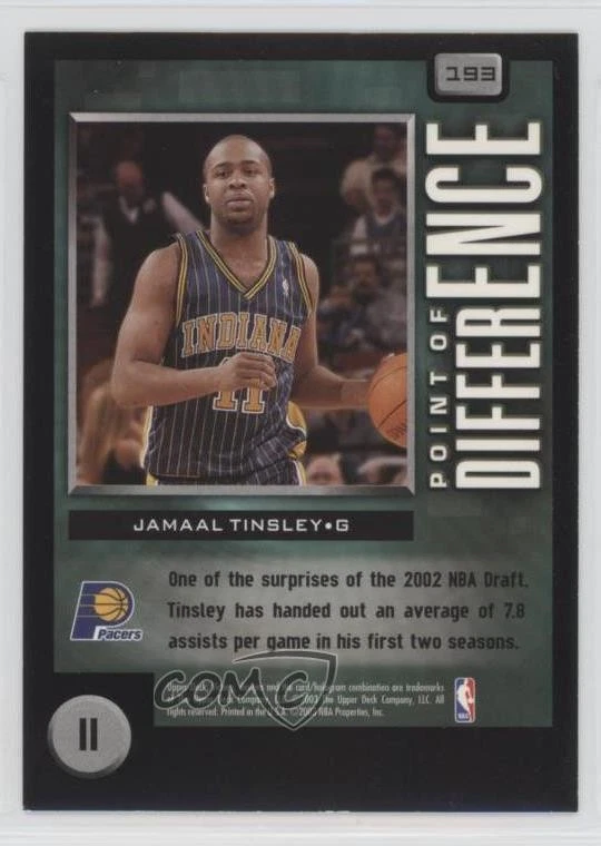 2003-04 Upper Deck Victory Point of Difference Jamaal Tinsley #193 - Image 2 of 2