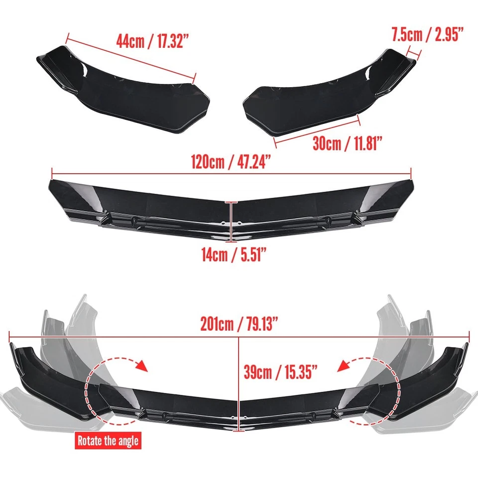 AU NEW Glossy Black Front Bumper Lip Splitter Spoiler Kit For Hyundai Santa Fe - image 4 of 4