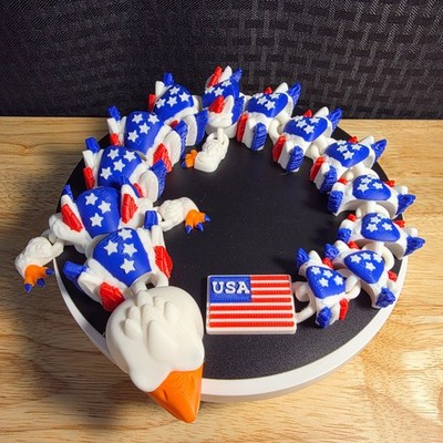 Bald Eagle USA Dragon, 3D Printed, Fully Articulating, 16'' Long