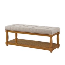 Linen Upholstered Storage Bench