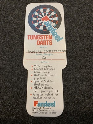 Fansteel Radical Competition 26g Dart Card