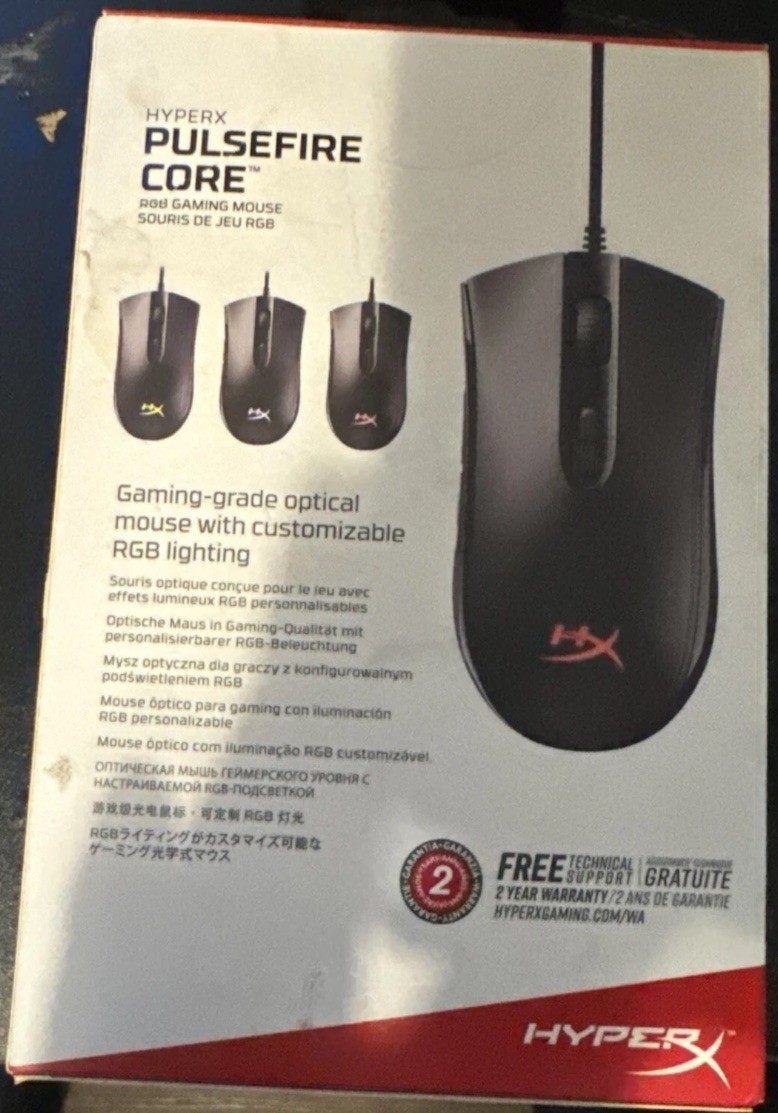 HyperX Pulsefire Core RGB Gaming Mouse Wired 6,200 DPI brand new in box.