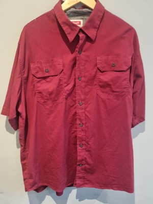 Wrangler Comfort Hemd XL rot weinrot Kurzarm Knopf Western Arbeit Cowboy