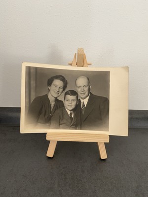 Vintage Postcard Portrait, Family Photo, Father, Mother, Child, Son, Very Old
