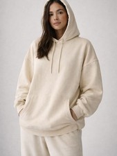 Harmony  Balance Cream Oversized Hoodie M Minimalist Athleisure Lounge Pullover