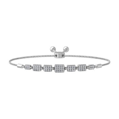 Round Lab Grown Diamond Clarity-VS Bolo Bracelet 7'' for Women 14K White Gold