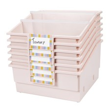 Picture Book Classroom Library Bins with Dividers - 6 Pack - Sand
