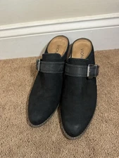 Vionic Cheyenne Mules Clogs Shoes Womens Size 10 Black Leather Heel