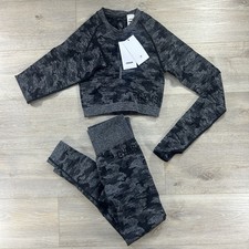 Gymshark Small Adapt Crop Top NEW Camo Seamless Long Sleeve Legging USED Set